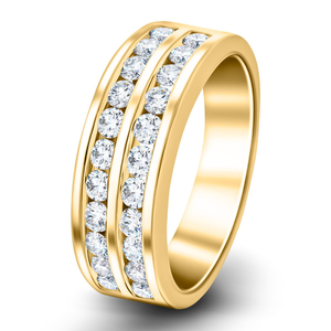 Two Row Channel Set Lab Diamond Half Eternity Ring 0.50ct D/VVS in 9k Yellow Gold
