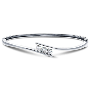 Lab Diamond Three Stone Bangle 0.33ct in D/VVS 925 Silver