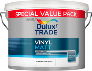 Dulux Trade Vinyl Matt Paint Pure Brilliant White 7.5ltr