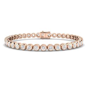 Lab Diamond Bezel Set Tennis Bracelet 4.00ct D/VVS in 9k Rose Gold