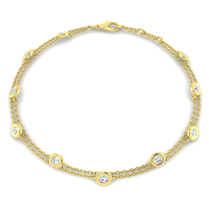 Lab Diamond Double Chain Bracelet 0.85ct in 9k Yellow Gold
