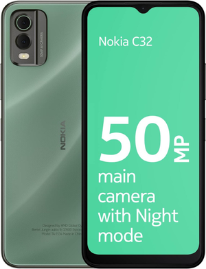 Nokia C32 64GB Mobile Phone 6.5” HD+ SIM Free Smartphone Android 13  Green 