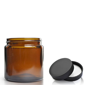 120ml Amber Glass Ointment Jar With Matt Black Cap