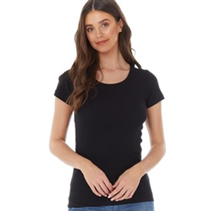 Board Angels Womens Scoop Neck Ribbed T-Shirt Black