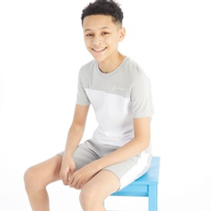 JACK & JONES Boys Blocking T-Shirt And Shorts Set Alloy/White
