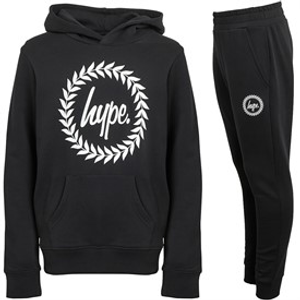 Hype Boys Hoodie And Joggers Tracksuit Set Black/Black
