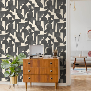 Holden Decor Abstract Angles Cream/Charcoal Wallpaper - 13741
