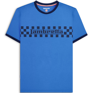 Lambretta Mens Two Tone Ringer Crew Neck Retro T-Shirt - M / Dark Blue/Navy