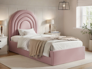 Flair | Ava Single Ottoman Bed - Pink Velvet | BedKingdom