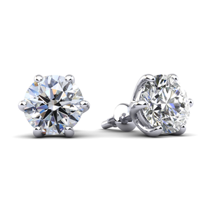 Six Prongs U Shape Diamond Studs