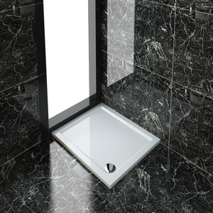 ELEGANT 900x760mm Ultra-Slim Stone Resin Rectangular Shower Tray + 90mm Waste