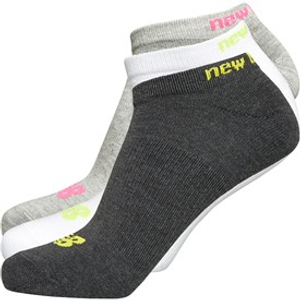 New Balance Womens Three Pack Logo No Show Socks Grey/White/Black