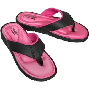 Board Angels Womens Memory Foam Toe Post Sandals Black/Cerise