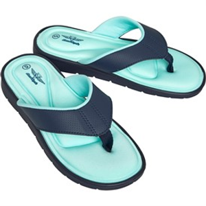 Board Angels Womens Memory Foam Toe Post Sandals Navy/Aqua