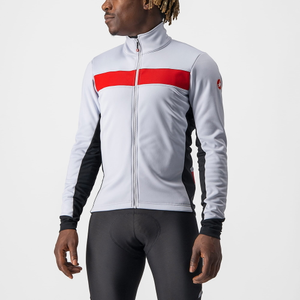 Castelli Raddoppia 3 Jacket   Silver Grey Red Reflex Medium