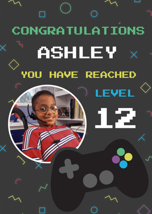 Boogie Bomb Gaming Controller Level 12 Photo Upload Birthday Card