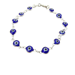 Blue Evil Eye Silver Protection Spiritual Bracelet
