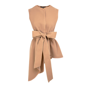 Beige Vest With Asymmetrical Lines And With Belt (L)