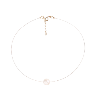 Floating Freshwater Pearl Gold Chocker Necklace Bridal Necklace Jewelry (14")