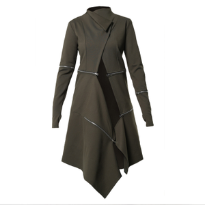 Long Sleeved Asymmetrical Jacket In Dark Green (4XL) reviews
