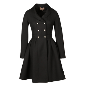 'Kennedy' 100% Wool Dress Coat In Nero (M)