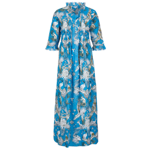 Cotton Annabel Maxi Dress In Sky Blue Tropical (M)