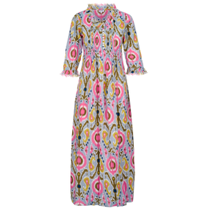 Cotton Annabel Maxi Dress In Grey Multi Ikat (XXL)
