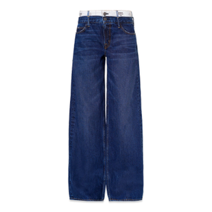 Heather Double Waist Band Wide Baggy In Fiord (27")