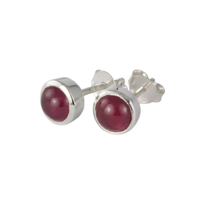 July Birthstone Earrings – Ruby In Sterling Silver