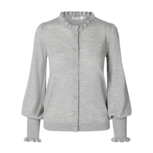 "Marte" Feminin Cardigan With Ruffles Black - Grey (S)