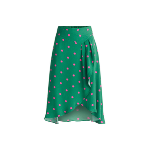 Asymmetric Polka Dot Skirt In Green And Pink (XS)