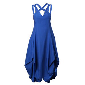 Asymmetric Long Cotton Dress In Blue (XXL)