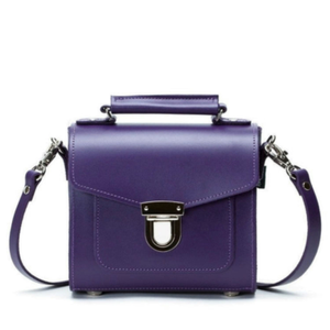 Handmade Leather Crossbody Sugarcube Plus- Purple (one size)