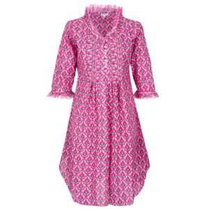 Annabel Cotton Tunic In Pink & Green Moroccan (XL)