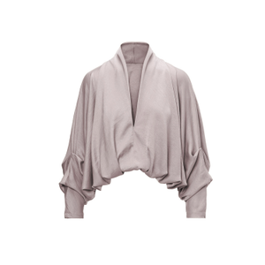 Beige Blouse With Draped Sleeves And V-Neck (XS)