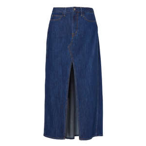 Jackie Slit Denim Maxi Skirt In Silver Lake (30")