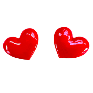 The Pink Reef Oversized Puff Heart Stud In Red