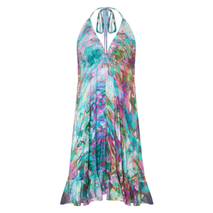 Liquid Rainbow Mini Silk Ibiza Dress (one size)
