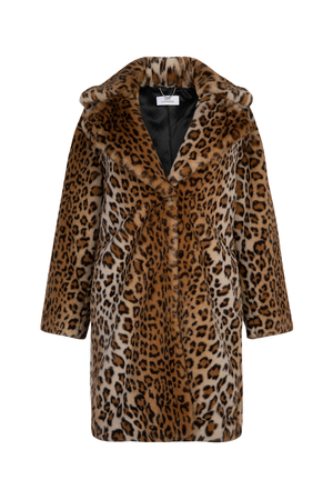 Loretta Longline Luxe Faux Fur Coat Leopard (L)
