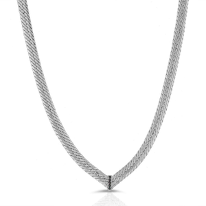 Cz Chevron Herringbone-Black, Silver (one size)