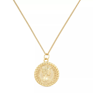 Chunky Gold Lucky Coin Medallion Necklace (17")