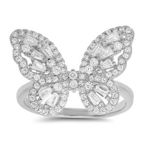 Baguette Diamond Cz Butterfly Ring (T 1/2 (UK))