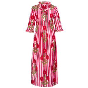 Cotton Annabel Maxi Dress In Red Marigold (S)