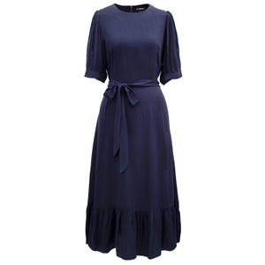Viscose Blouse-Dress With Fluffy Hem - Navy (M)