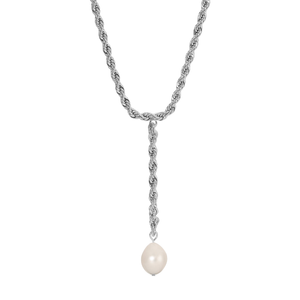 Bryn Pearl Lariat Necklace - Silver (one size)