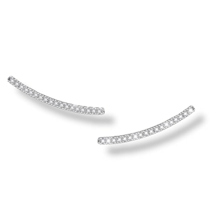 Crystal Bar Ear Climber Earrings In Silver