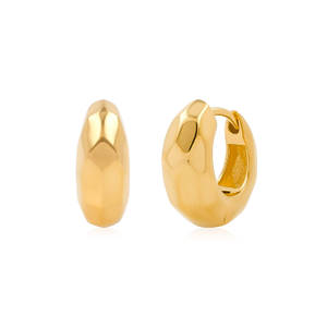 Eclipsia Faceted Gold Huggie Hoop Earrings