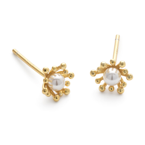 Flower Pearl Floral Gold Earrings (one size)