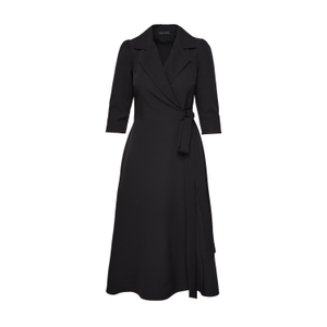 Midi Black Wrap Shirt Dress With Pockets (S)
