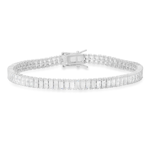 Baguette Cut Diamond Cz Tennis Bracelet (7")